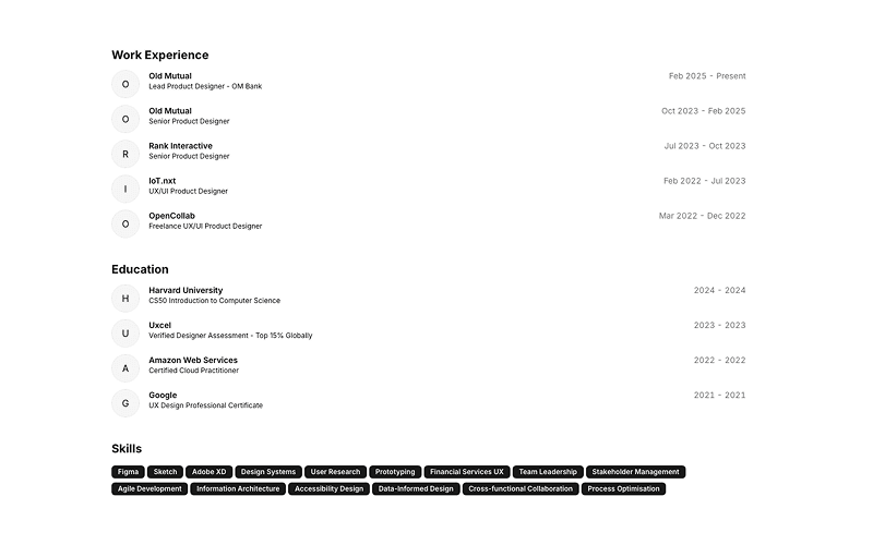 Early portfolio design and layout foundation